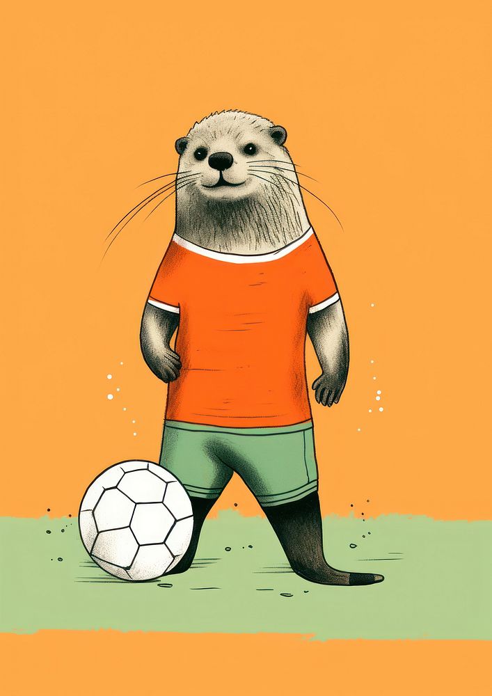 Otter playing soccer football animal mammal.