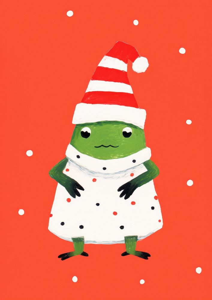 Frog wearing santa snowman winter cute.