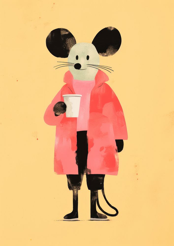 Mouse in barista costume art standing clothing.