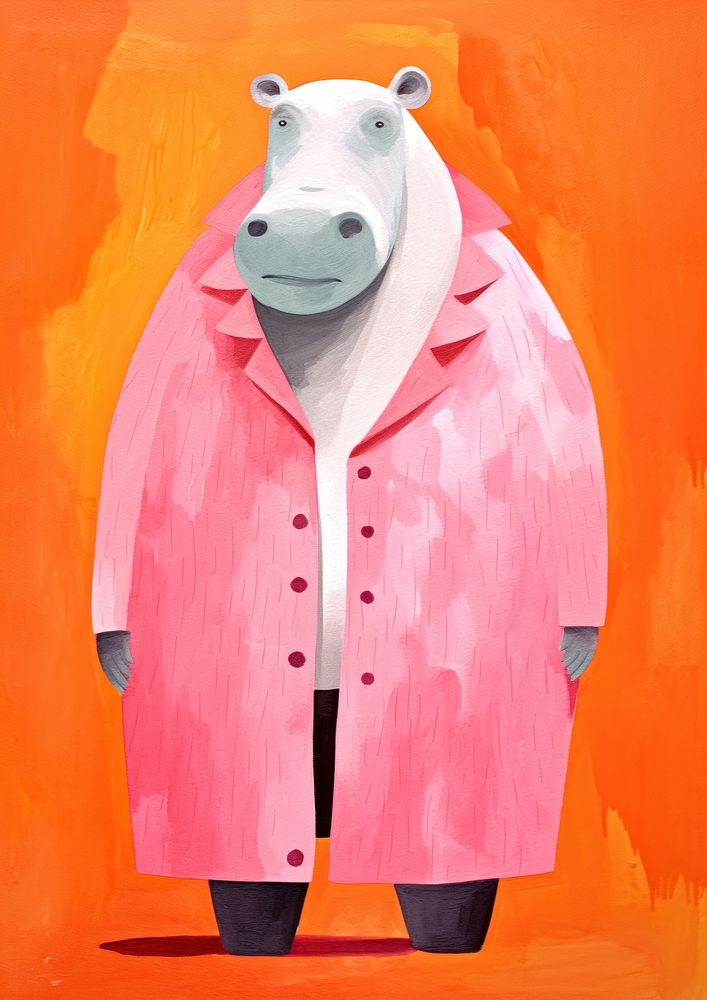 Hippo in Santa costume art representation creativity.