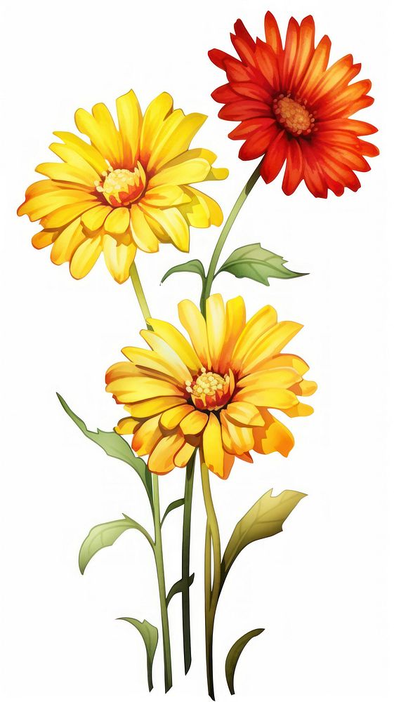 Daisy vertical group bouquet sunflower dahlia petal.