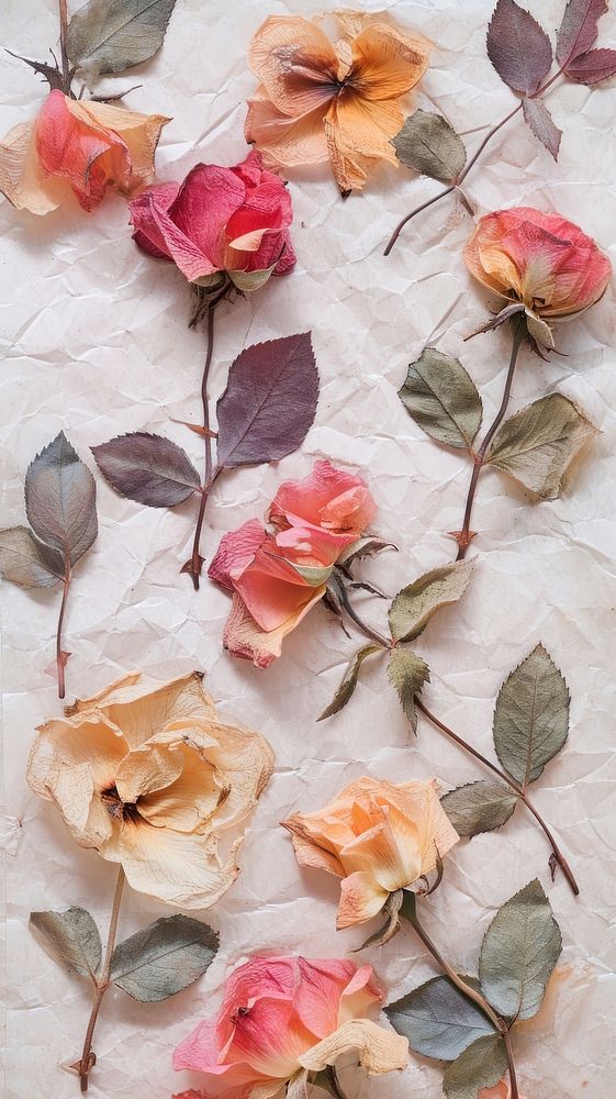Real pressed roses flower backgrounds pattern.