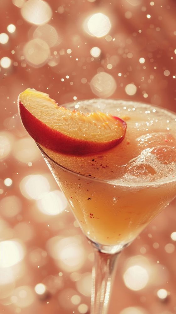 Cocktail with peach martini drink fruit.