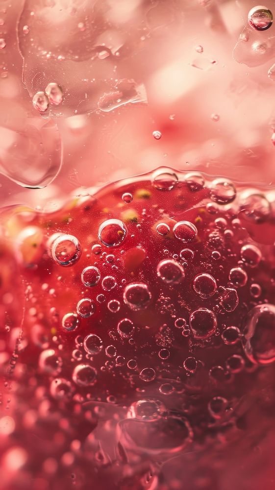 Strawberry soda petal macro photography transparent.