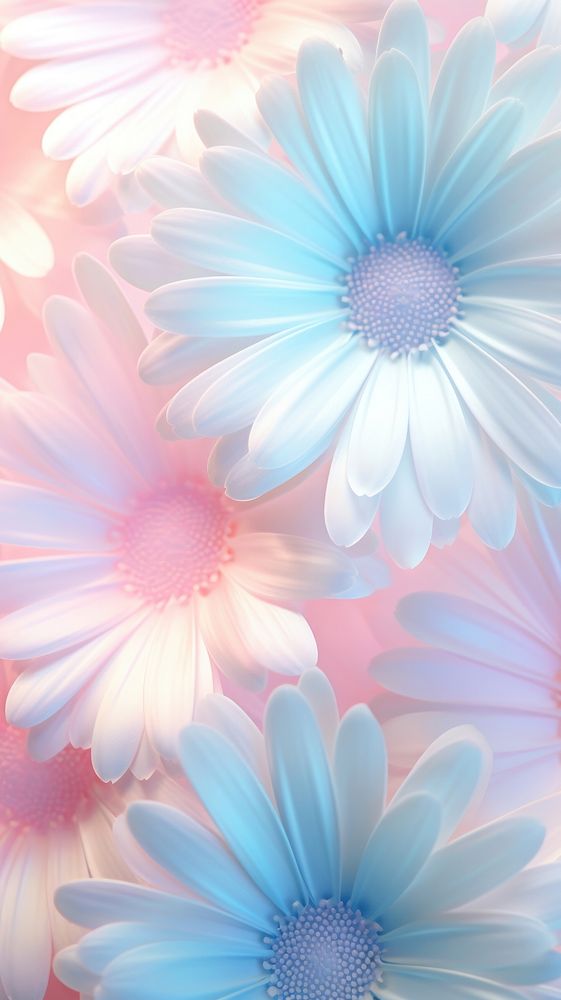 Pastel 3d daisy holographic pattern flower petal.