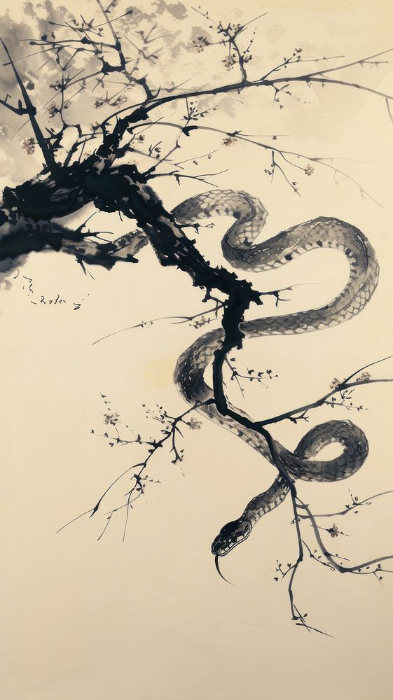 Drawing branch sketch snake.