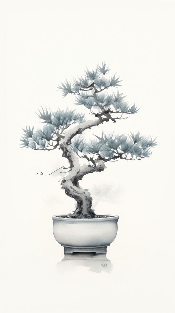 Bonsai plant sketch tree.
