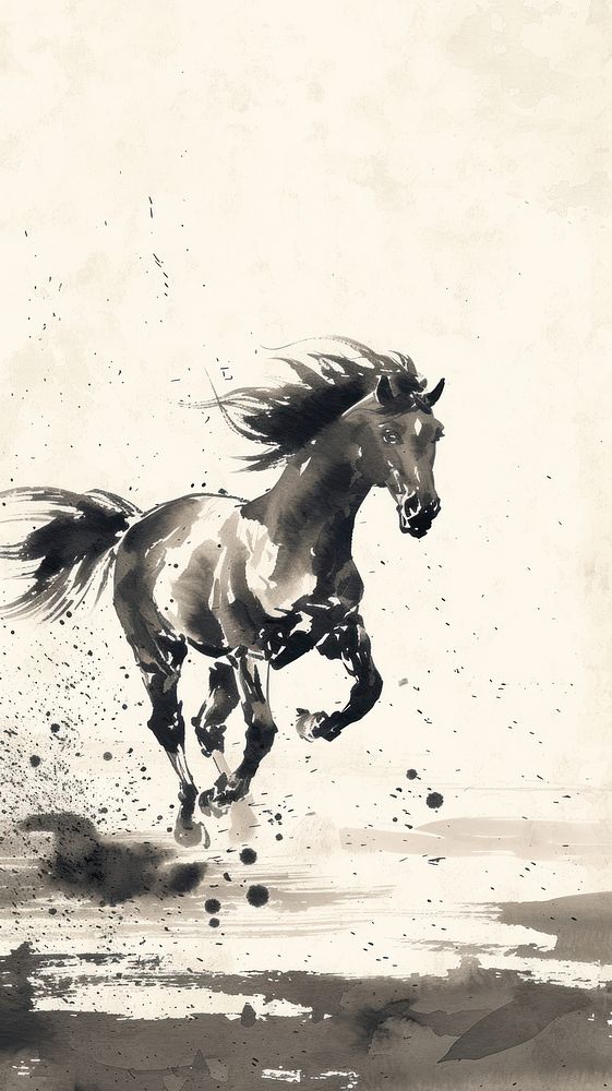 Horse stallion painting running.