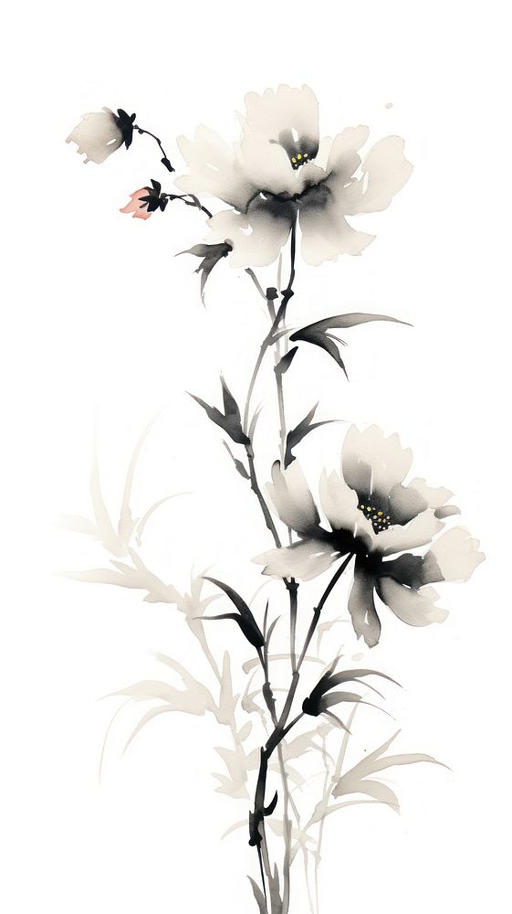 Flower plant white ink.