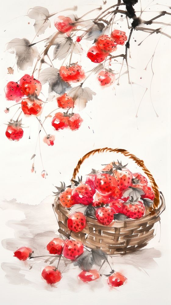 Painting basket flower plant.