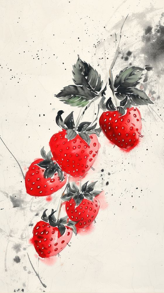 Strawberry painting berries fruit.