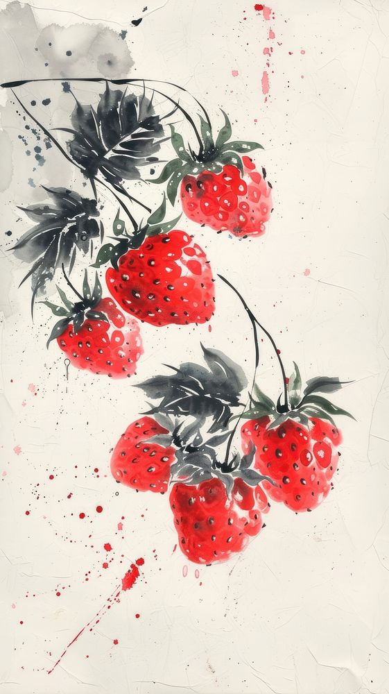 Strawberry painting berries fruit.