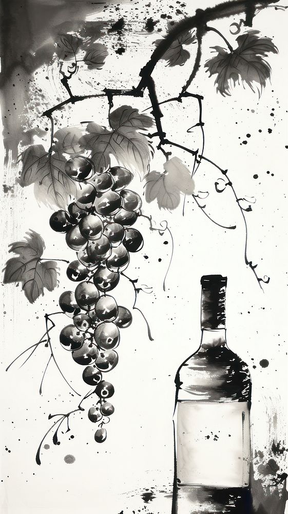 Grapes painting bottle glass.