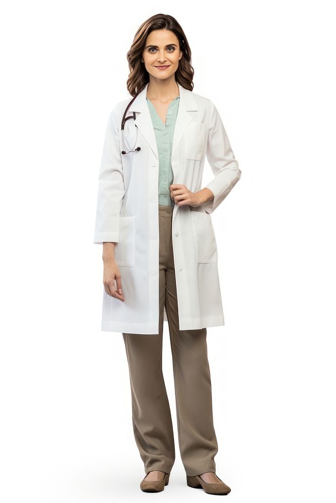 Women doctor adult coat white background.