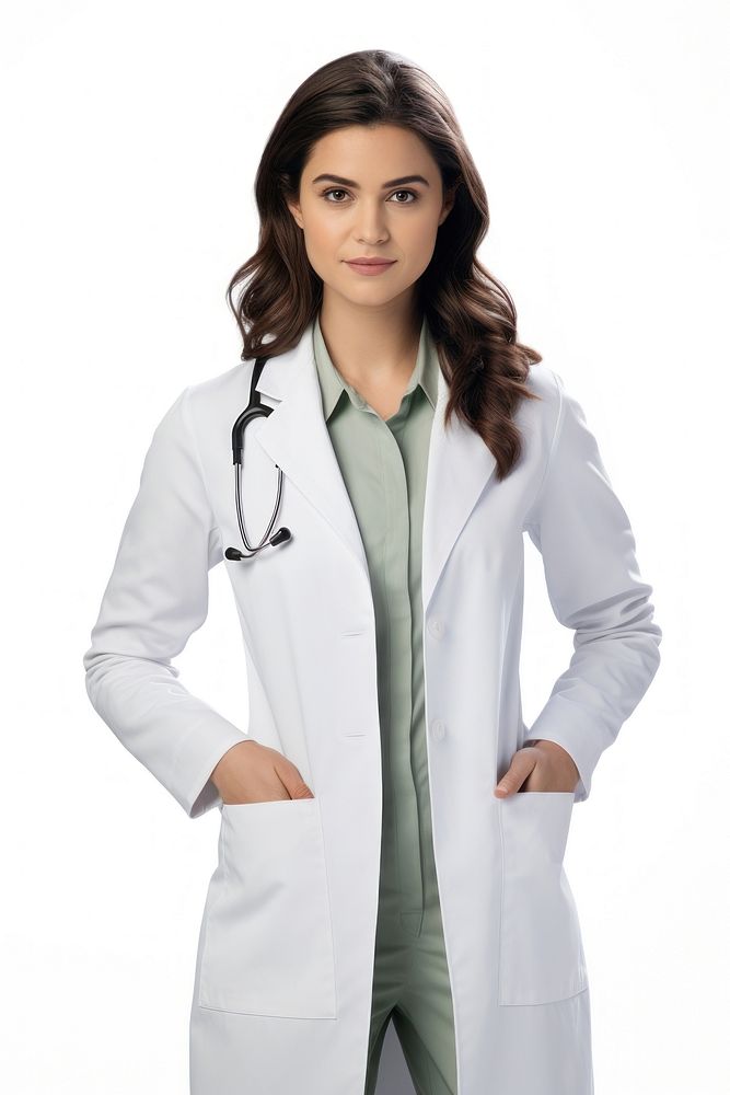 Women doctor white background stethoscope protection.