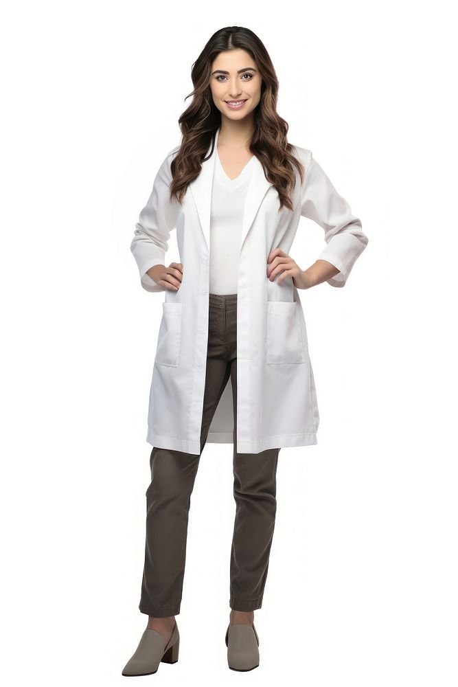 Women doctor coat white background stethoscope.