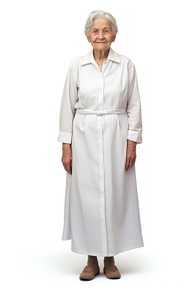 A old women patient adult white robe.