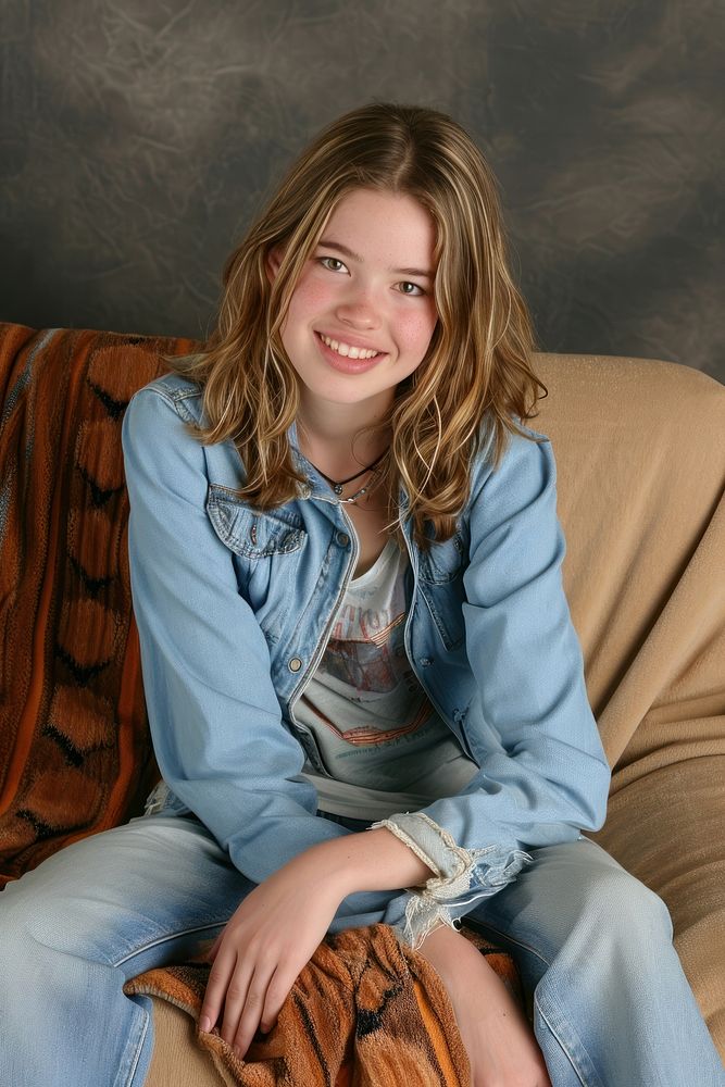 American teenager girl photography portrait sitting.