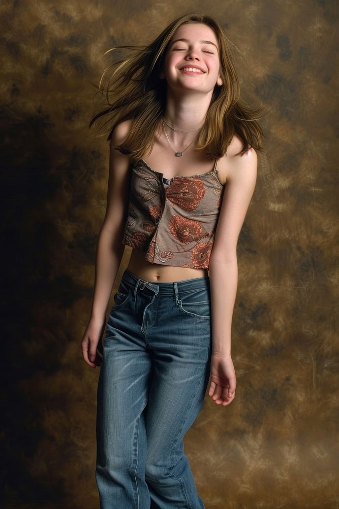 American teenager girl photography portrait jeans.