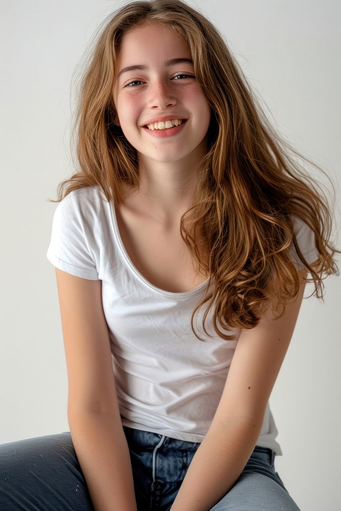 American teenager girl photography portrait smile.