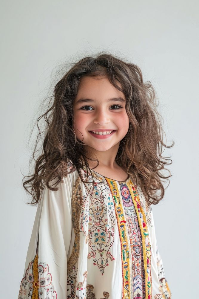 Middle eastern girl cheerful portrait fashion.