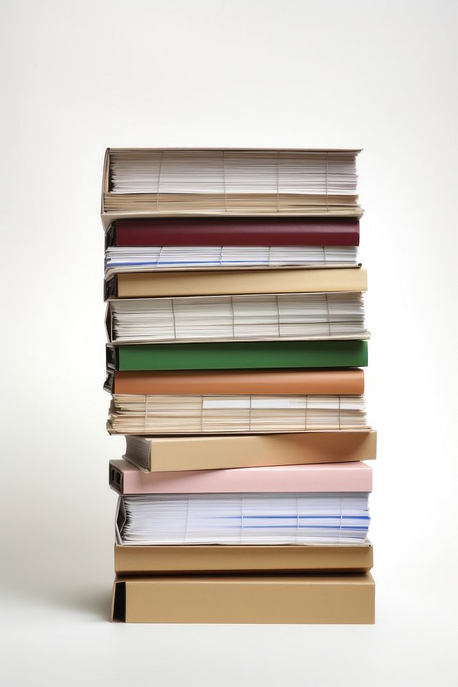 A stack of file folders publication document book.