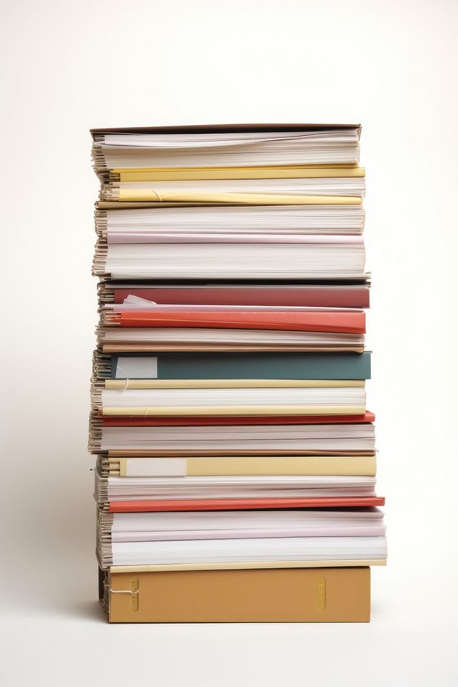 A stack of file folders publication book page.
