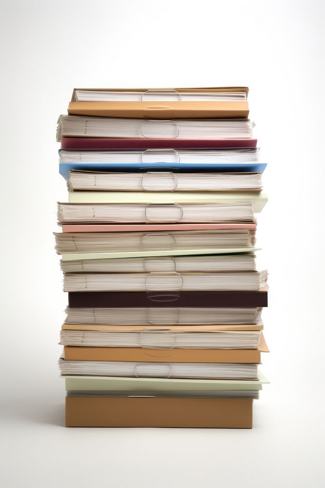 A stack of file folders publication paper book.