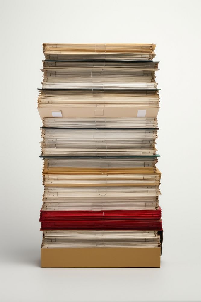 A stack of file folders publication book white background.