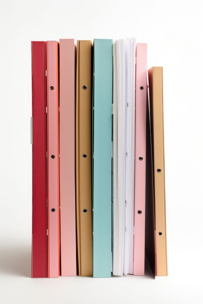 A stack of file folders white background publication arrangement.