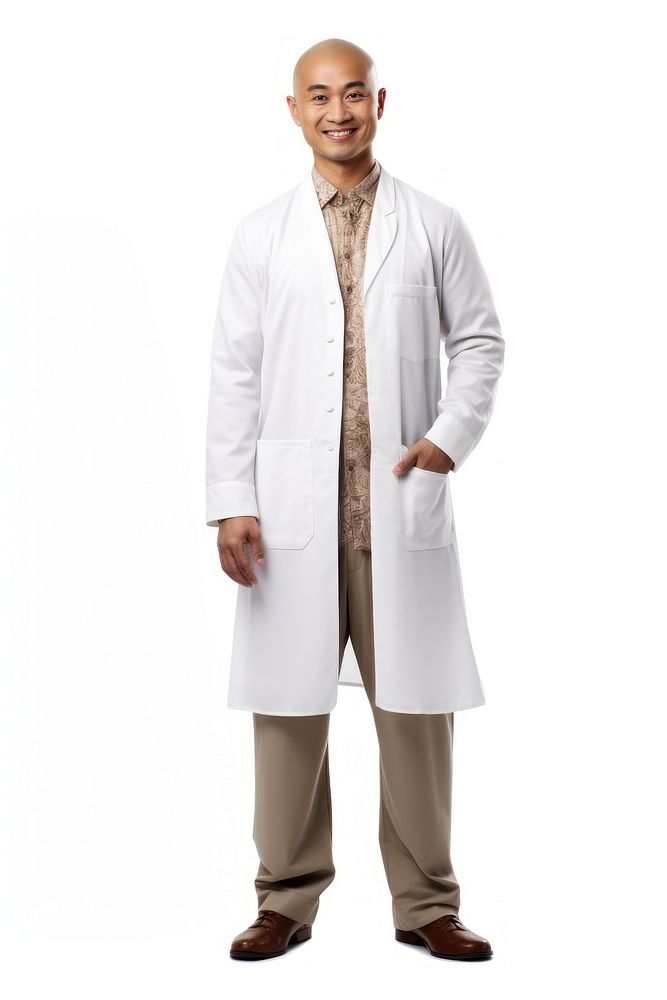 Asia doctor adult coat white background.
