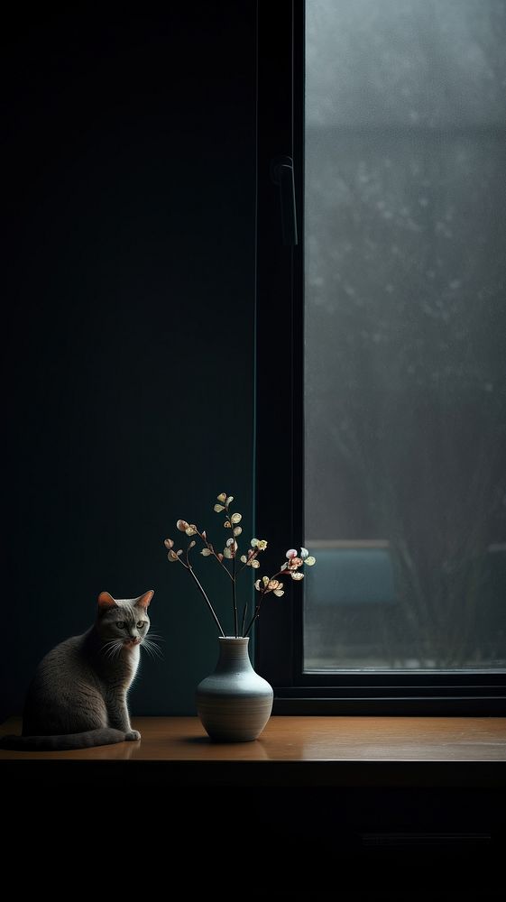  Cat windowsill mammal animal. AI generated Image by rawpixel.