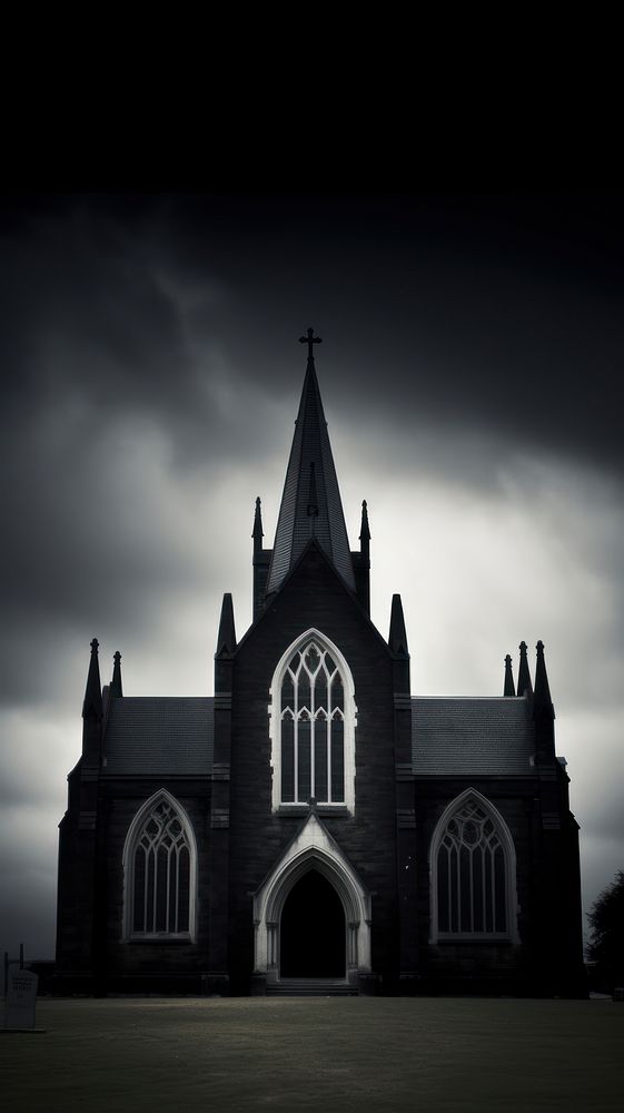  Dark gothic style church architecture building tower. AI generated Image by rawpixel.