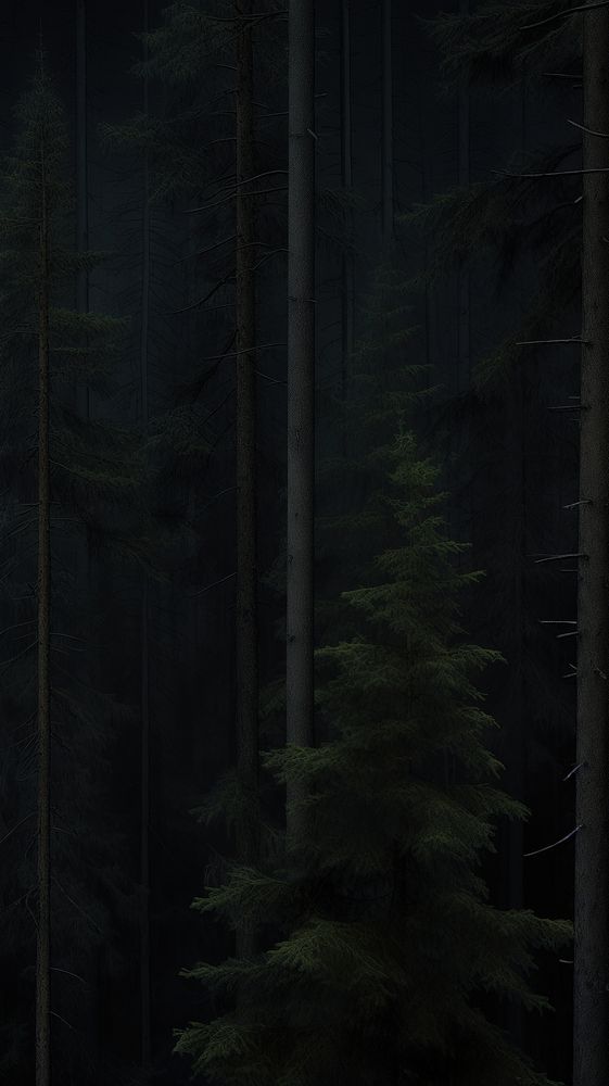  Dark pine forest outdoors nature plant. AI generated Image by rawpixel.