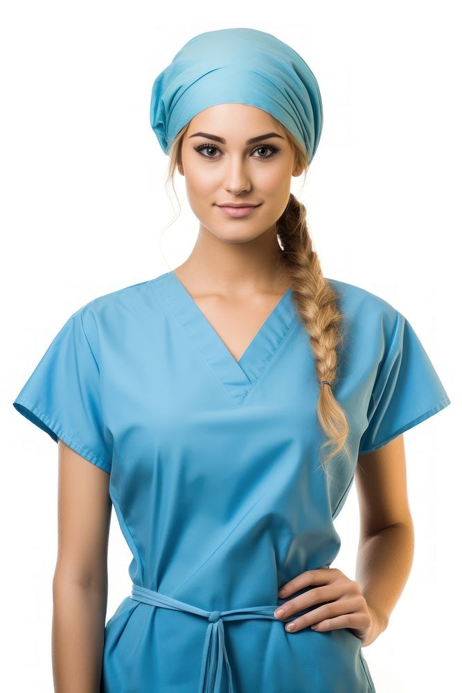 Female nurse adult white background protection.