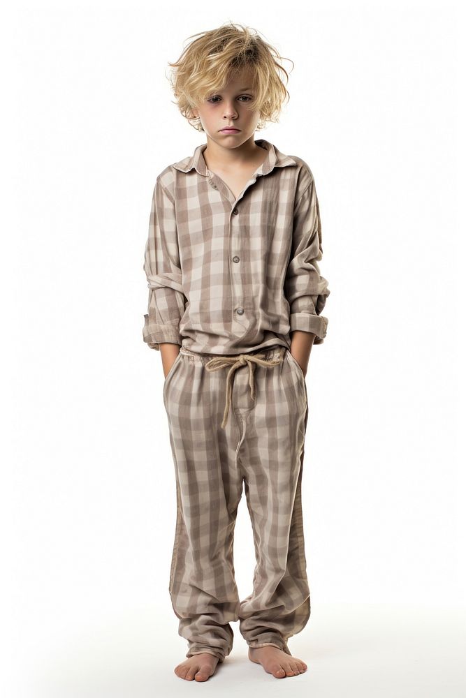 A boy in pajamas child white background outerwear.