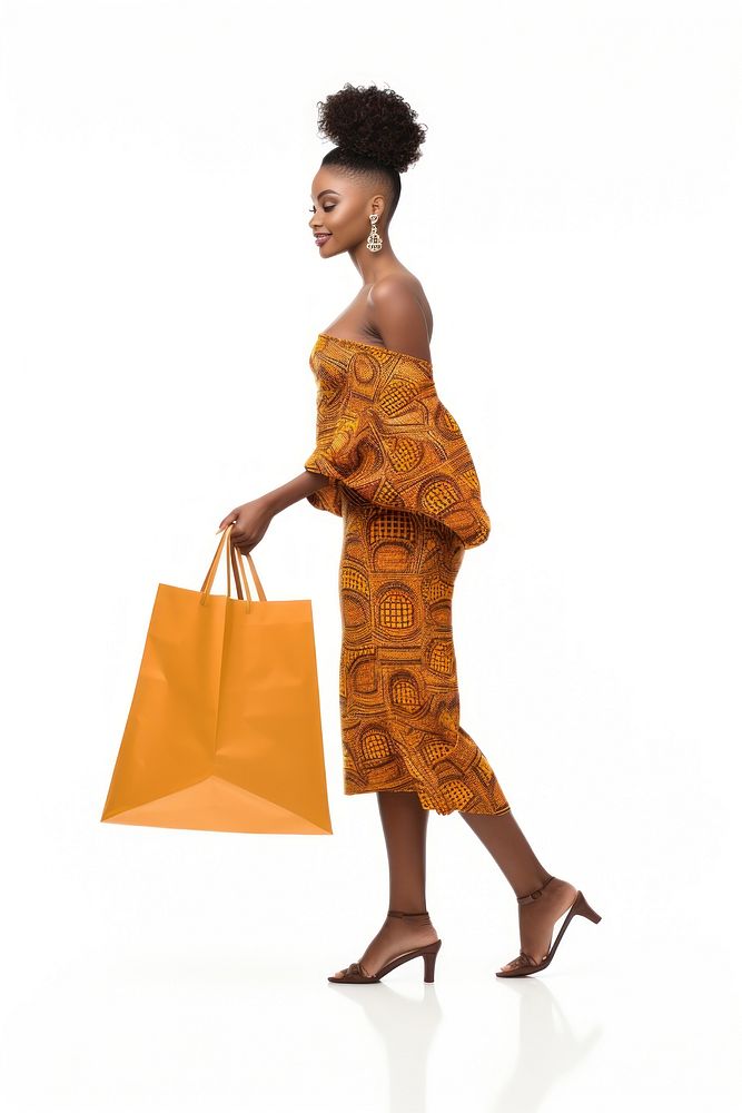 Big shopping bags African woman footwear handbag.