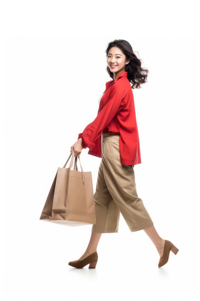 Big shopping bags asia woman footwear handbag.