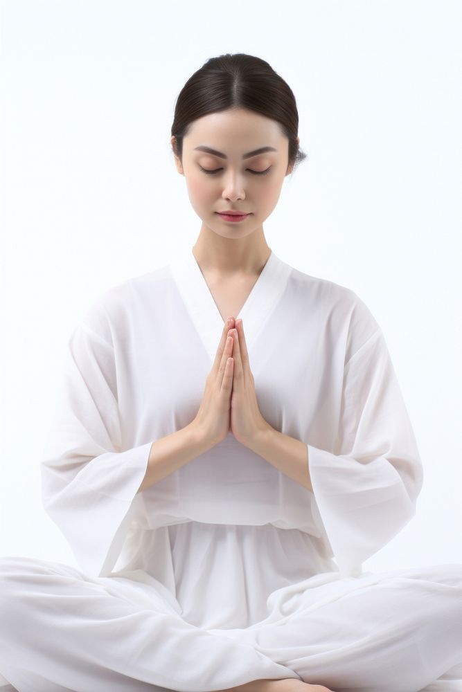 Japan women meditating portrait adult yoga.