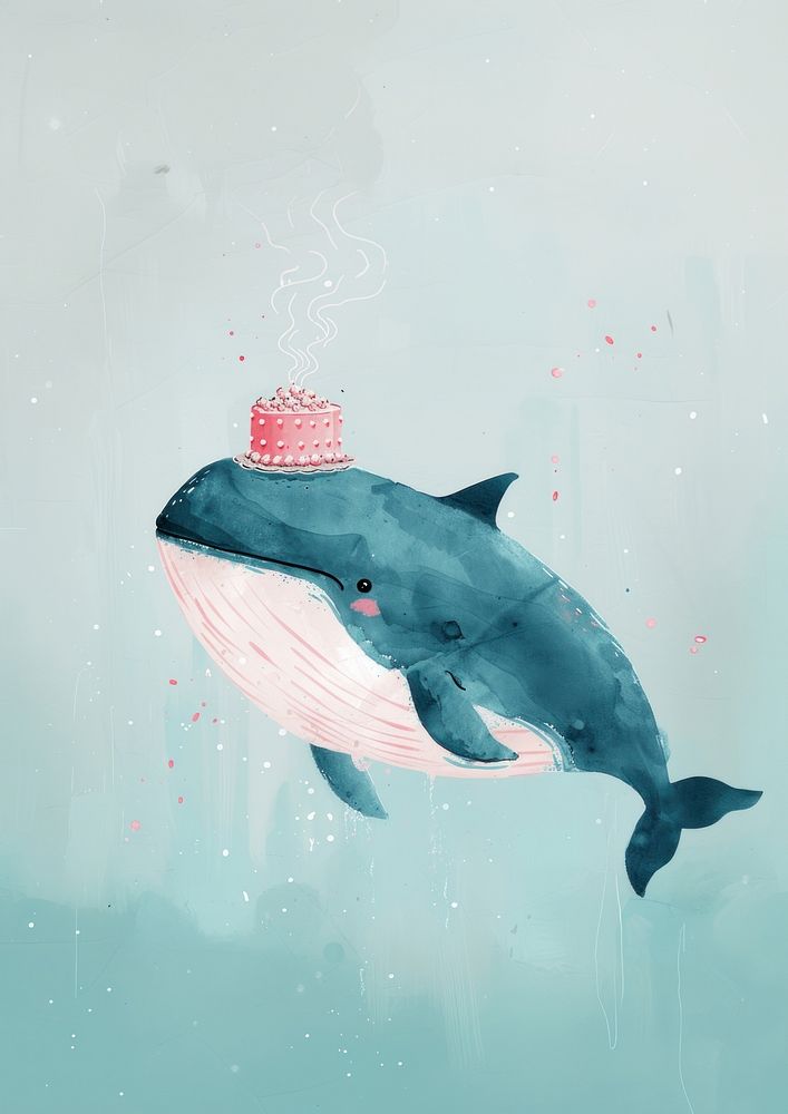 Whale holding cake animal mammal fish.