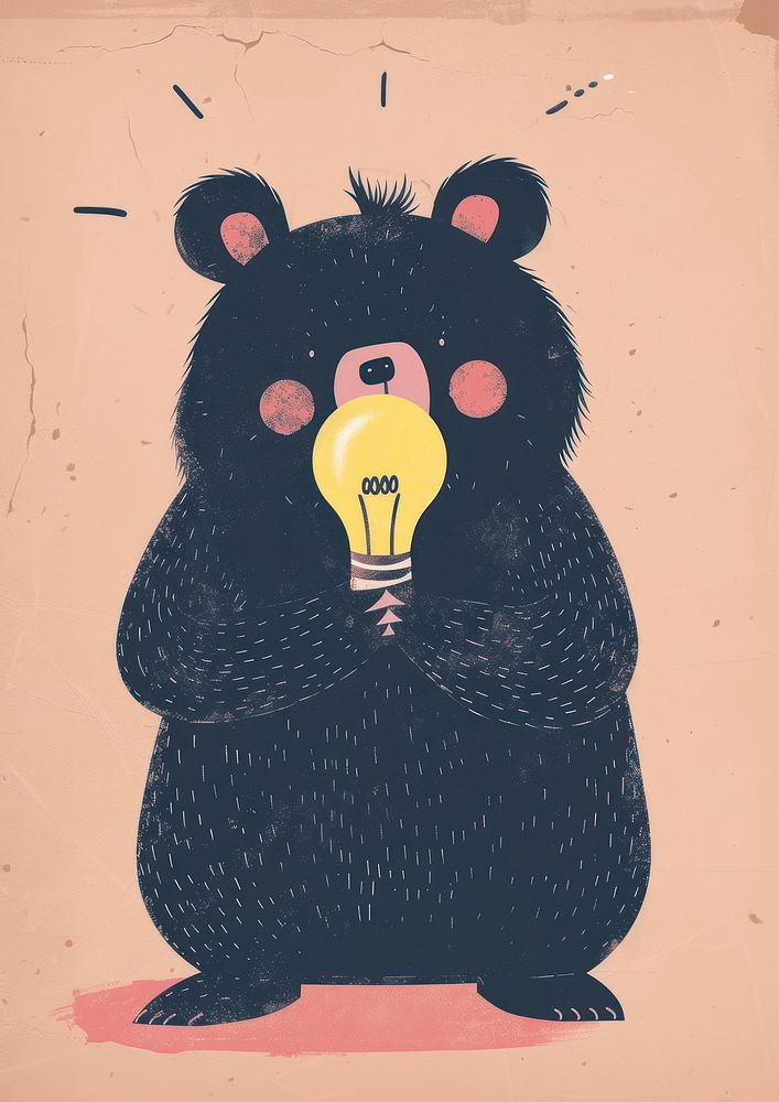 Bear have a light bulb animal art mammal.