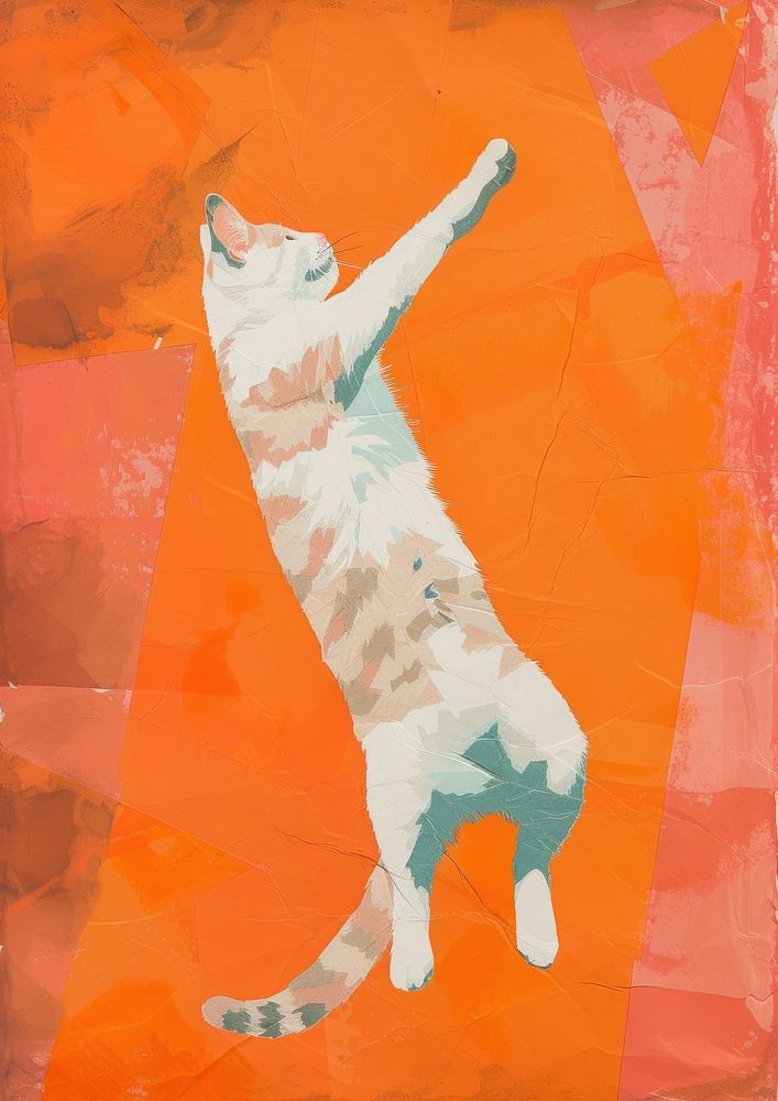 Cat exercising animal art painting.