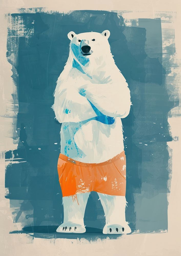 Polar bear wearexercise clothes mammal animal art.
