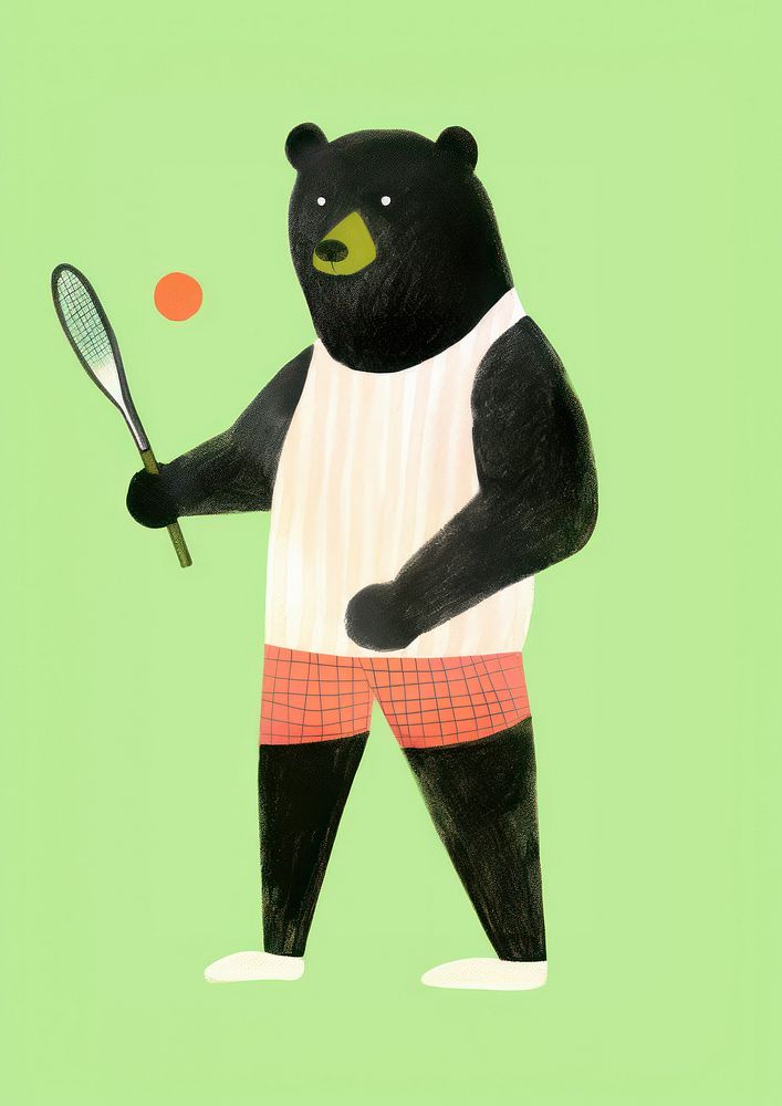 Tennis mammal bear representation.