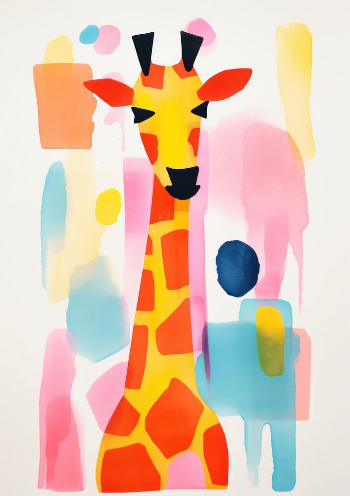 Giraffe art painting mammal.