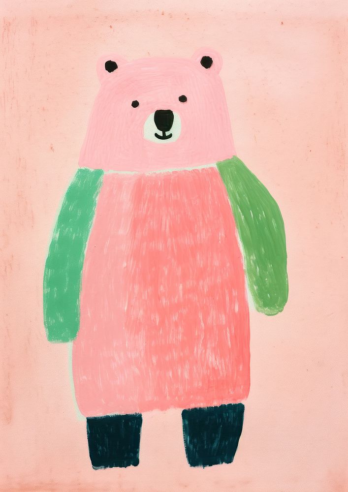 Brid bear art painting anthropomorphic.