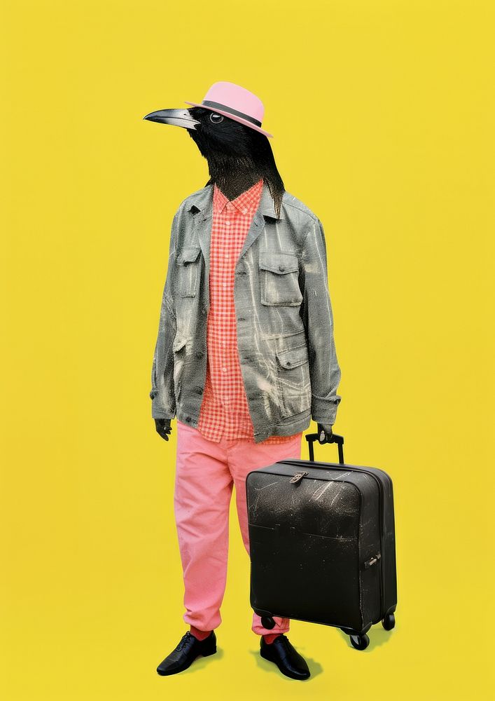 Couple bird traveler character suitcase luggage adult.