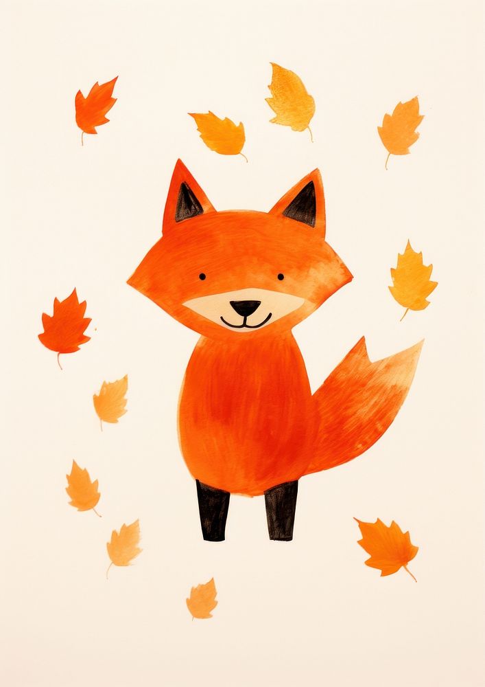 Fox character illustration with maple leaves animal plant leaf.