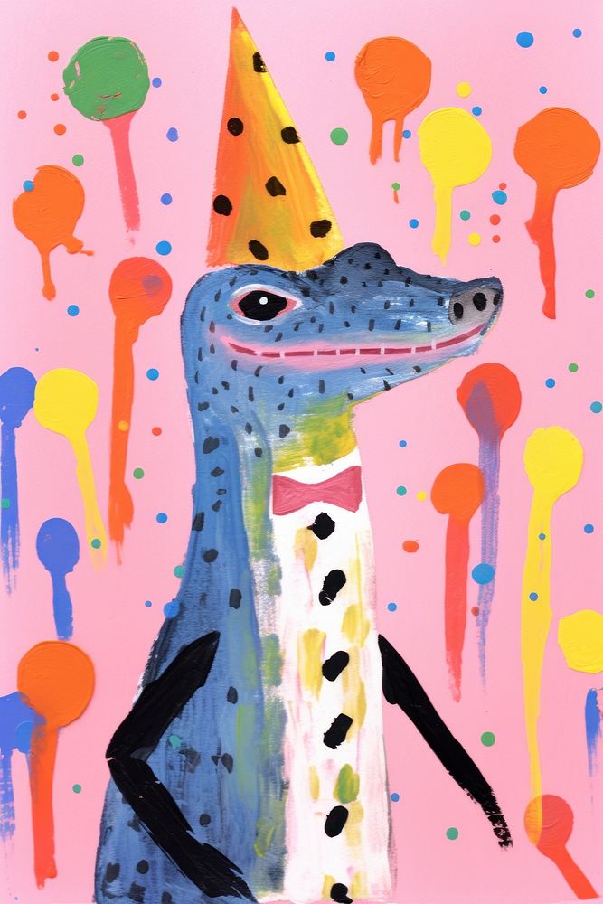 Lizard Party painting animal representation.
