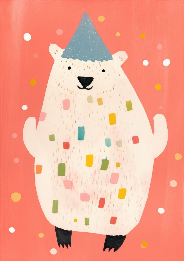 Bear character illustration party with friend representation celebration creativity.